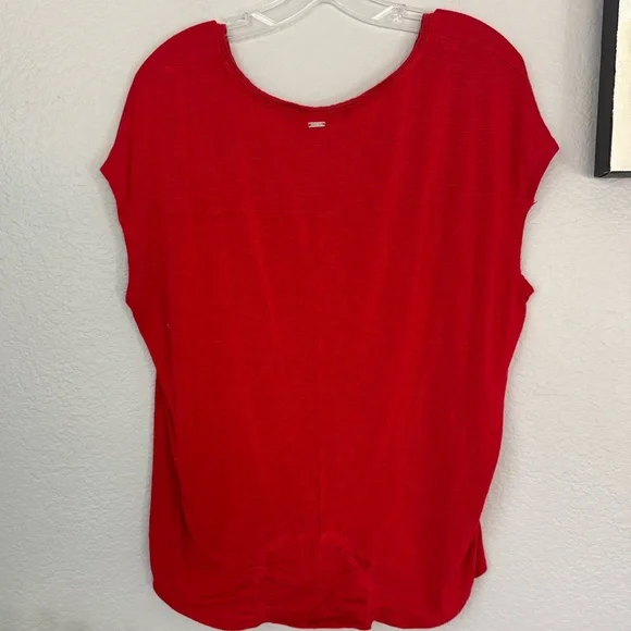 White House Black Market Red V Neck T-Shirt.  Size M. Preowned. - Picture 2 of 7